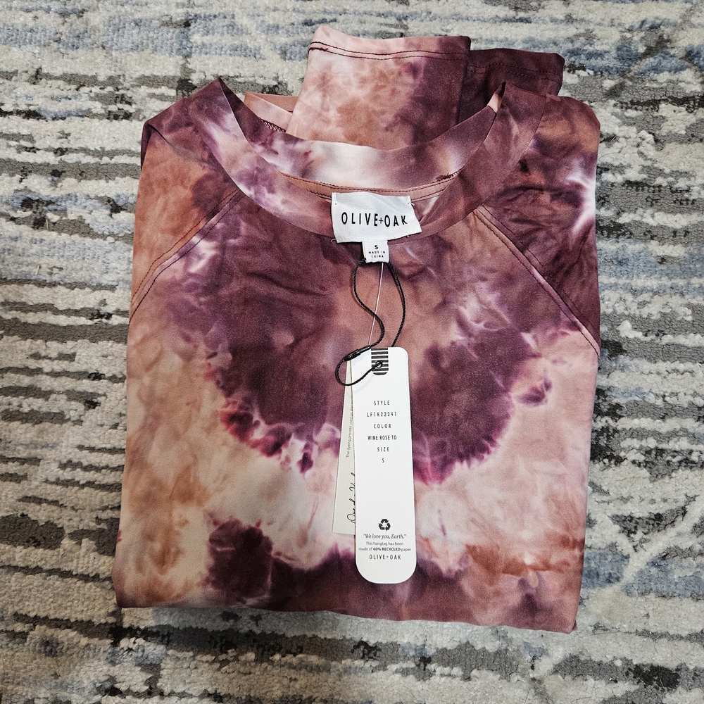 Womens Olive & Oak Mauve Tie-Dye Top